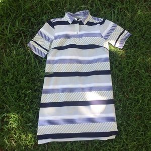 Banana Republic Striped DRESS Navy & Green Stripes